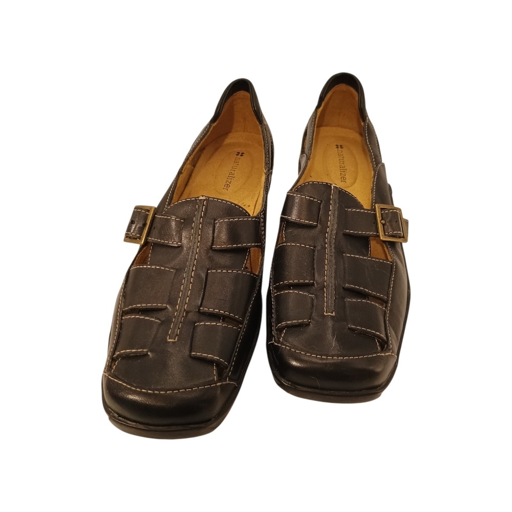 Naturalizer Women's Dangle Black Leather Strapy Shoes Slip-On‎ Loafers Size 8M